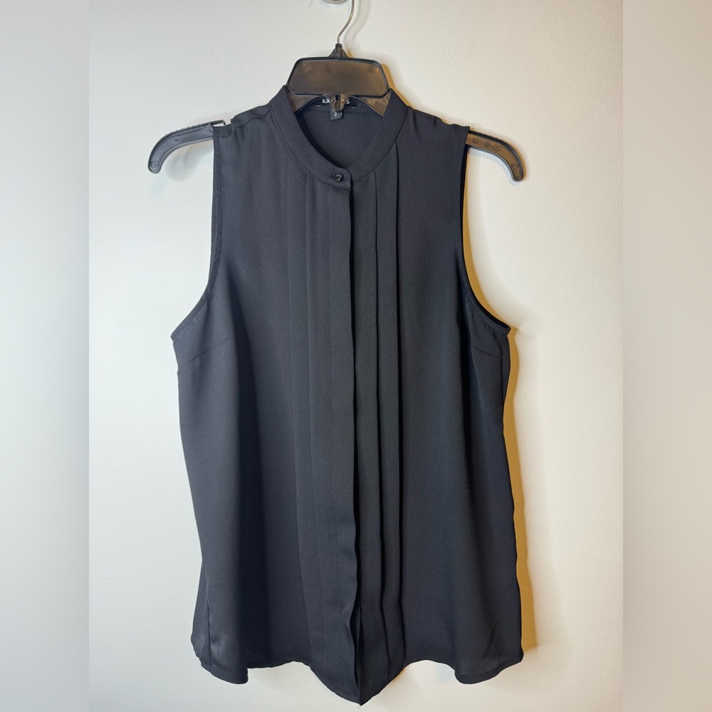Express Black Sleeveless Button Front Blouse - image 1